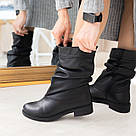 Шкіряні зимові напівчобітки на невеликому підборі 36-41, фото 5