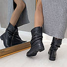 Шкіряні зимові напівчобітки на невеликому підборі 36-41, фото 7