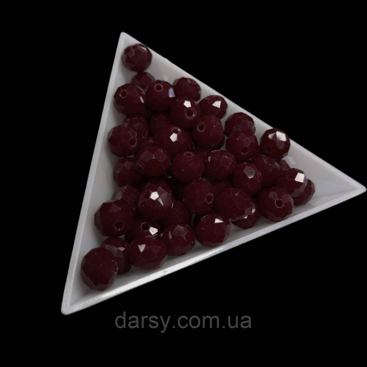 Намистини кришталь 8мм х 6мм, 30 г, бордові, фото 1