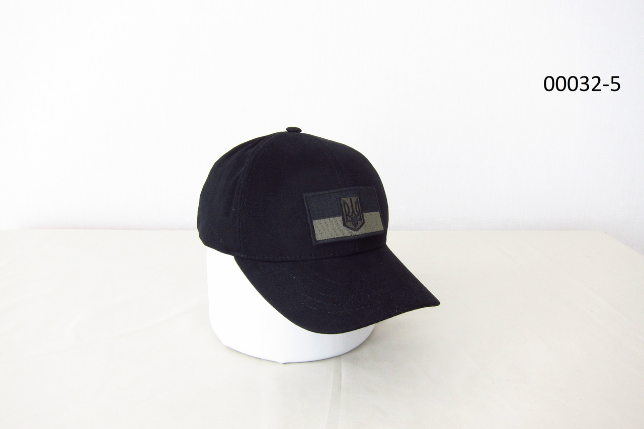 Кепка бейсболка чорна котонова з прапором України DAVANI 00032-5