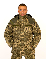 Зимовий бушлат піксель ЗСУ на флісі теплий армійський бушлат зима військовий колір олива, піксель