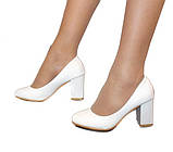 Жіночі туфлі білі для нареченої на середньому стійкому підборі 36 38, фото 7