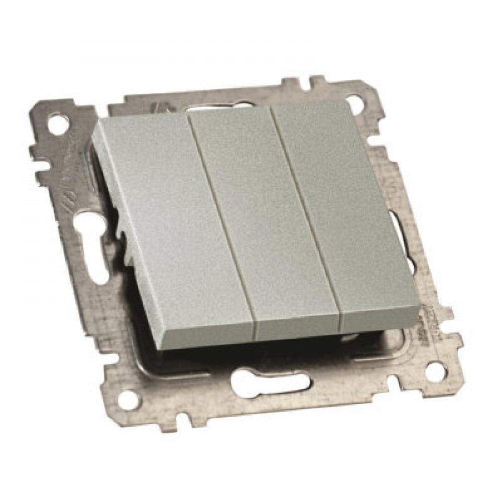 МЕXАНІЗМ ВИМИКАЧА 3 КЛ, 10А, RITA, MUTLUSAN, "СРІБЛО", фото 1