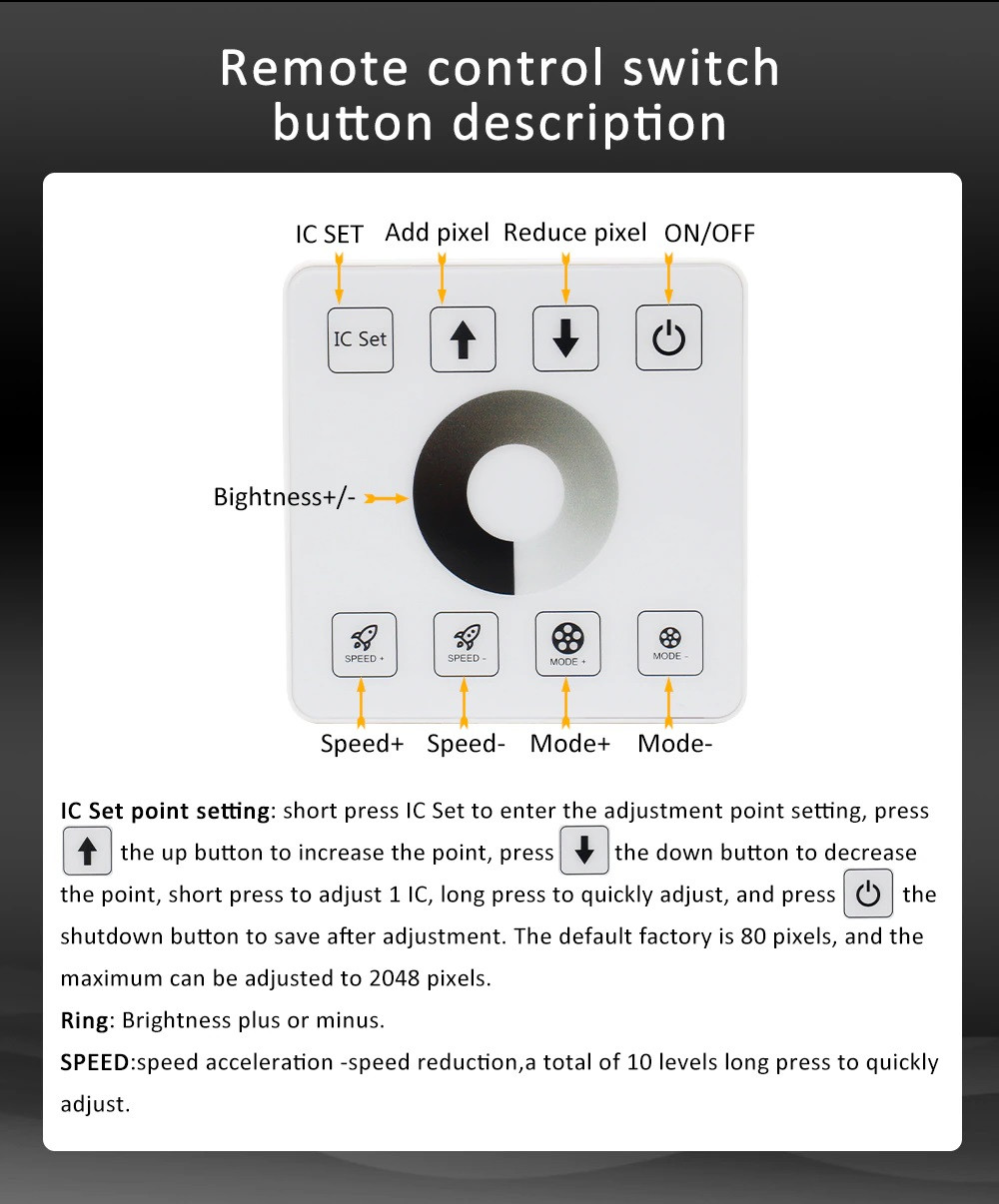 Smart радио контроллер LEDTech RUN RF-Touch panel DC12-24V. Для одноцветной адресной ленты бегущая волна - фото 3 - id-p277682539