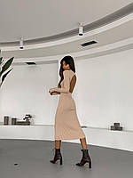 Трикотажное женское платье миди Lori в рубчик с открытой спиной Smdi8727