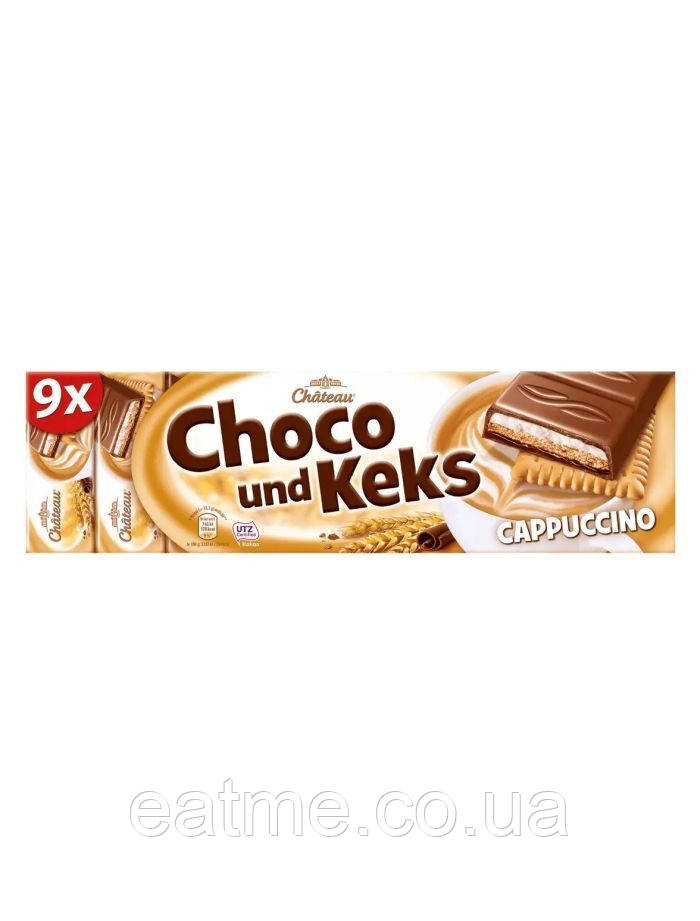 Choceur Choco and Keks Батончики з молочного шоколаду з печивом і молочною начинкою зі смаком капучино 300g