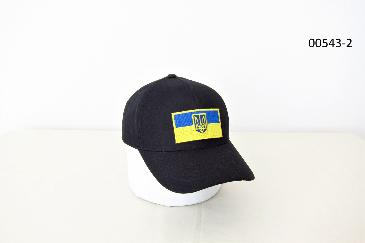 Кепка бейсболка чорна котонова з прапором України DAVANI 00543-2, фото 1