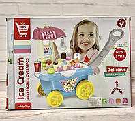 Детский игровой набор магазин мороженого тележка на колесах напитки наклейки 15 предметов 922-35