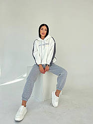 Жіночий теплий прогулянковий костюм худі та штани джоггери спортивний костюм тринити на флісі хутро Тедді