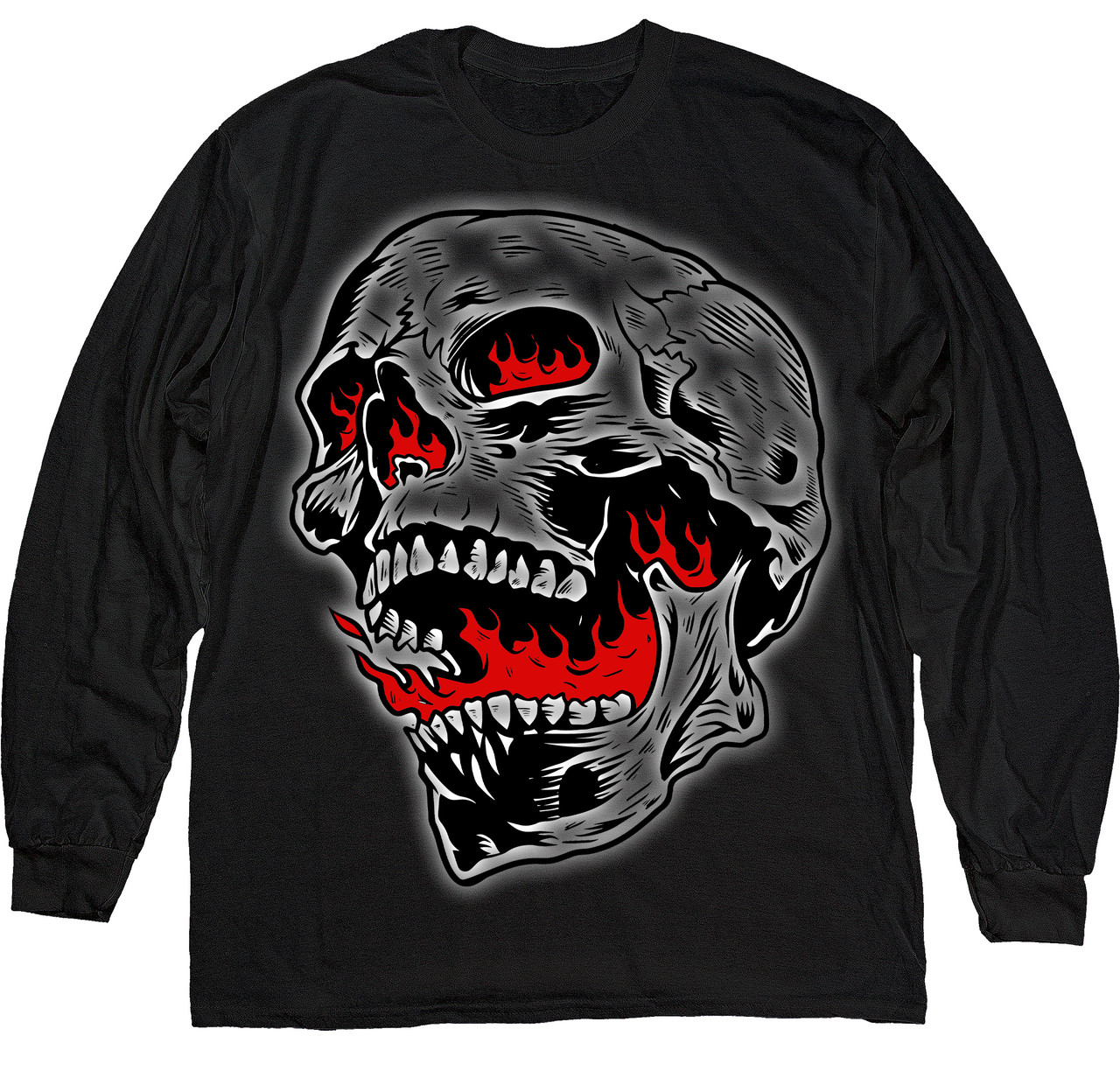Лонгслів - Burning Skull in Black – 800048-black