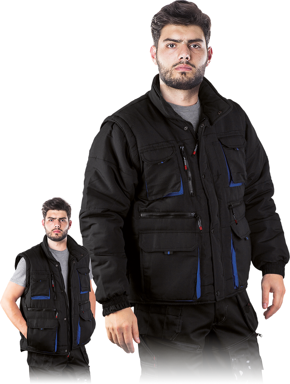 Куртка зимова з відстібними рукавами REIS CZAPLA2 BN чорно-блакитна, фото 1