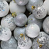 Набір ялинкових іграшок "Бите скло та білий" Кулі діаметром 6/8/10 см.36.шт, фото 3