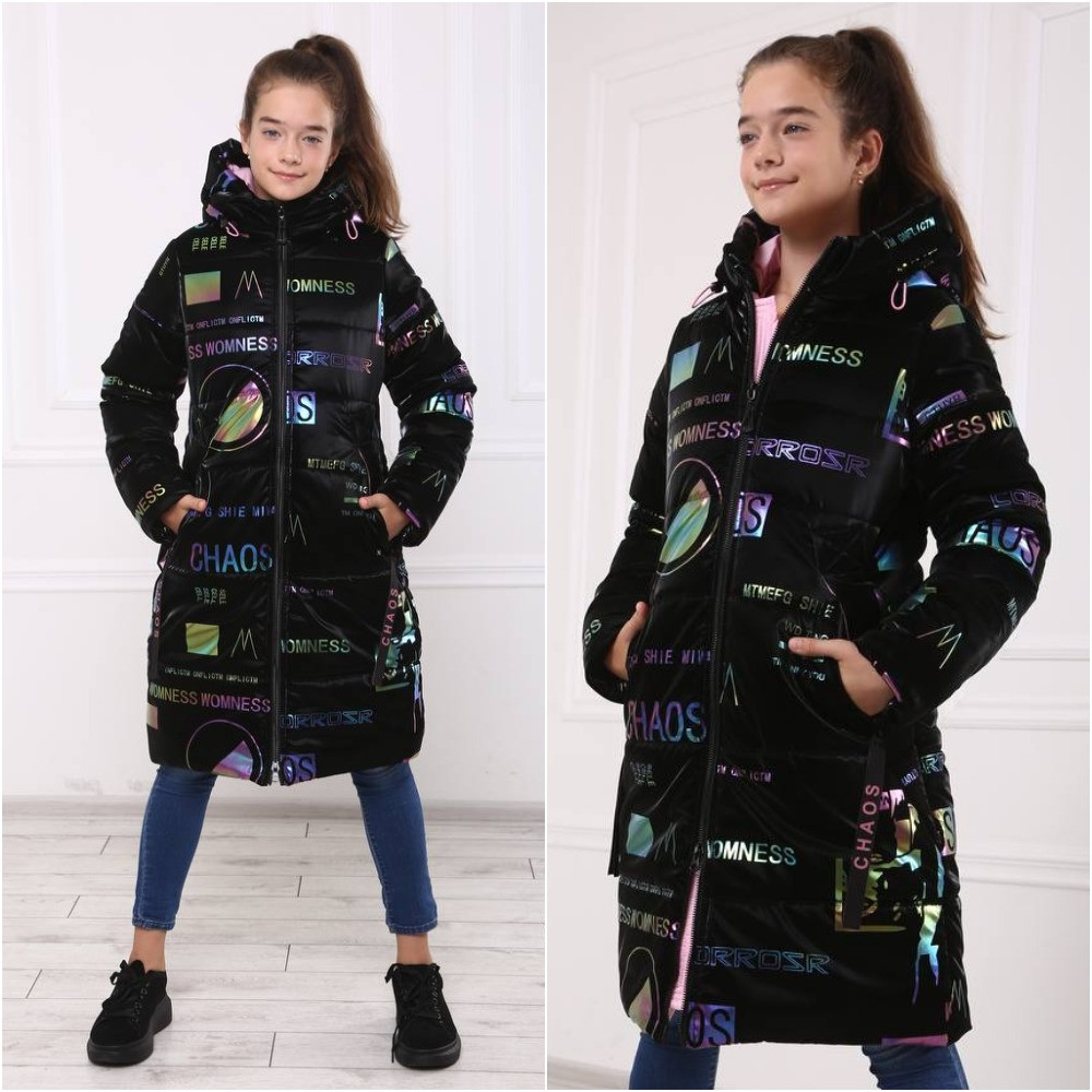 Зимова куртка підліткова пальто на дівчинку 11-16 років | Модна подовжена курточка пуховик для підлітків дівчат на зиму, р 140-158