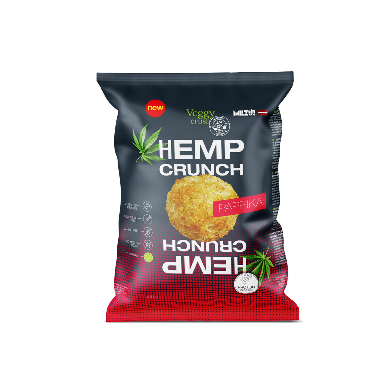 Чіпси Milzu Veggy Crush Hemp Crunch Grilled Paprika 100g