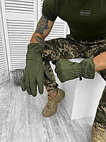 Зимние тактические перчатки на флисе сенсорные олива Тактические водонепроницаемые зимние перчатки олива