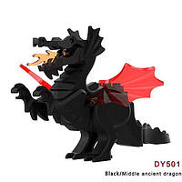 Конструктор фигурка черный огнедышащий ездовой дракон для мини фигурок