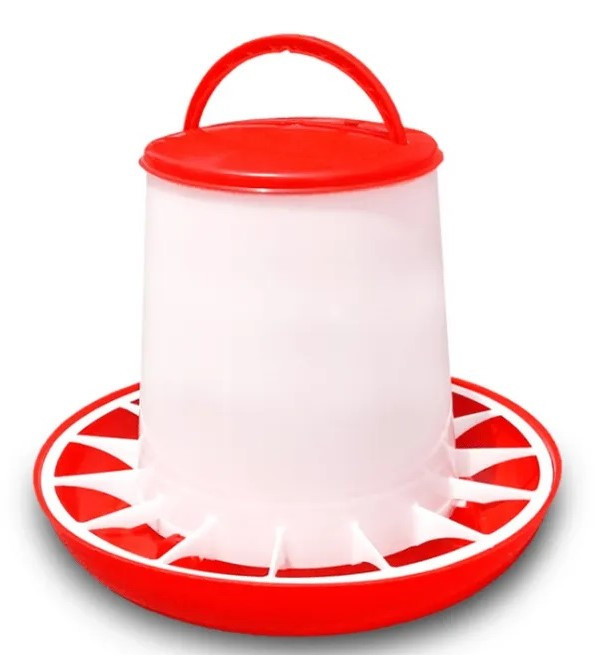 Годівниця бункерна для свійської птиці біло-червона, 9 л, фото 1