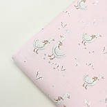 Бязь "Гуси з коричневим бантом" на рожевому № М-3162, фото 7