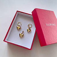 Комплект позолота Xuping Набір сережки та кулон серця Золото 11 мм Set15001