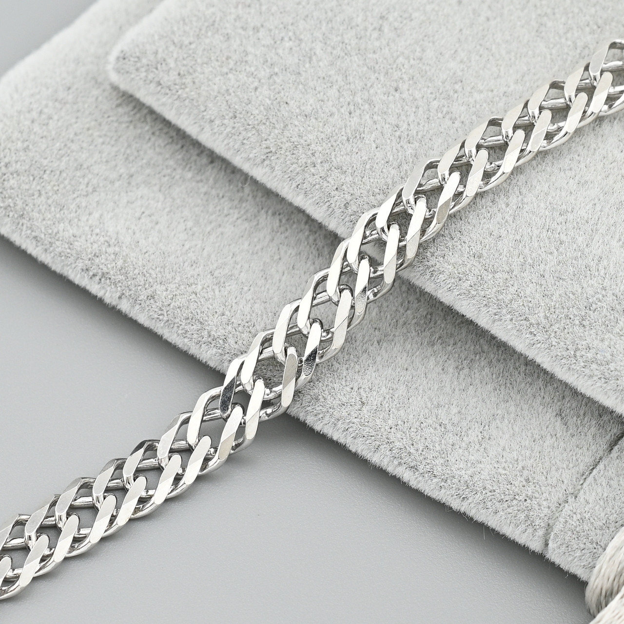 Срібний браслет родований Ромбик округлений 6Р100РодБ ширина 6 мм довжина 20, фото 1