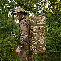 Армейский баул пиксель ВСУ тактическая военная прочная сумка-рюкзак для вещей 80 литров