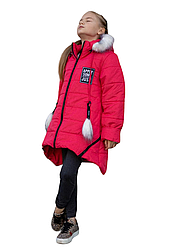 Куртка зимова для дівчинки на хутрі розміри 128-152