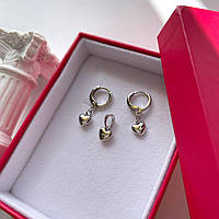 Комплект родій Xuping Набір сережки та кулон серця Срібло 6 мм Set15002