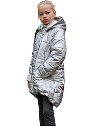 Демісезонна куртка для дівчинки подовжена розмір 128-146