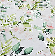 Тканина бавовняне тефлонове листя евкаліпта салатові для скатертини штор римської штор