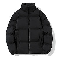 Куртка зимняя мужская без капюшона пастельные тона Черная