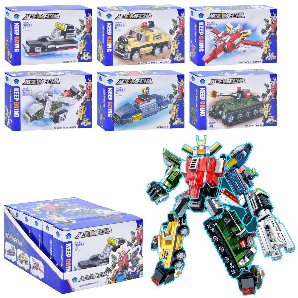 Конструктор військова техніка, від 91 деталі, 6 в 1, 6 видів, 6шт в дисплеї BB069, фото 1