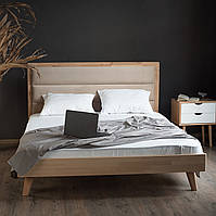 Деревянная кровать Моника Бук с мягким изголовьем Camelia
