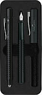 Подарочный набор ручек Faber-Castell GRIP 2011 в металлическом пенале черный, шарик + перо, 140983
