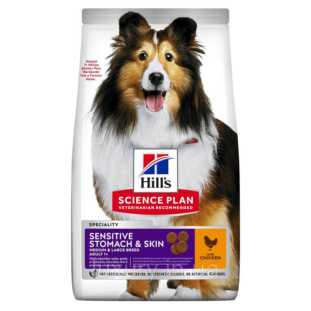 Hill’s Science Plan Adult Sensitive Stomach&Skin Medium Breed Сухий корм при чутливому шлунку та шкірі для дорослих собак середніх