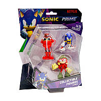 Набор игровых фигурок SONIC PRIME СОНИК, НАКЛЗ, ДОКТОР ЭГМАН (3 фигурки, 6,5 cm)