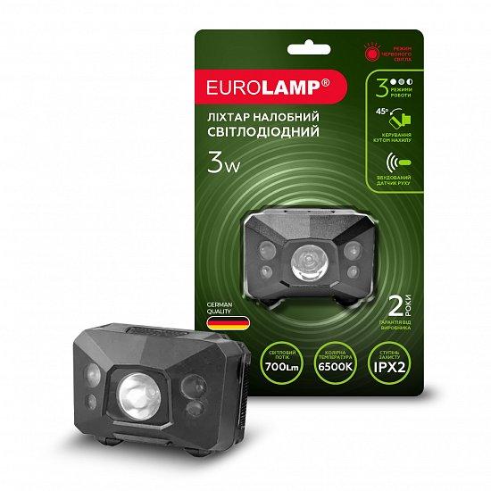 Світлодіодний ліхтар EUROLAMP налобний 3W Red Light 3хААА чорний (HL-3W(black)RL)