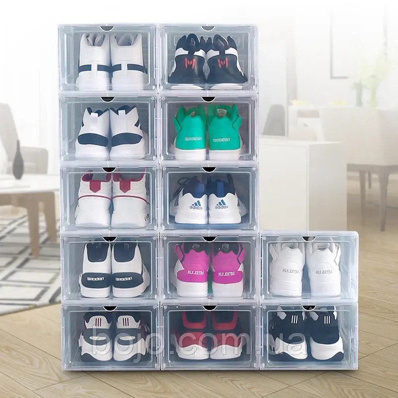 Складаний пластиковий бокс-органайзер 1Pack для зберігання взуття 12 секцій B12-01 Прозорий (HA-360)