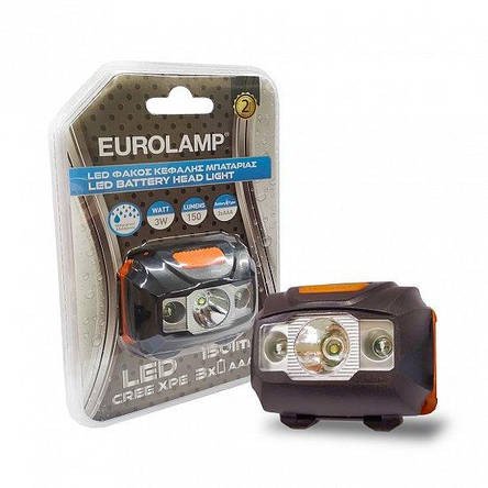 Світлодіодний ліхтарик EUROLAMP налобний 3W чорний (HL-3W(black)ст), фото 1
