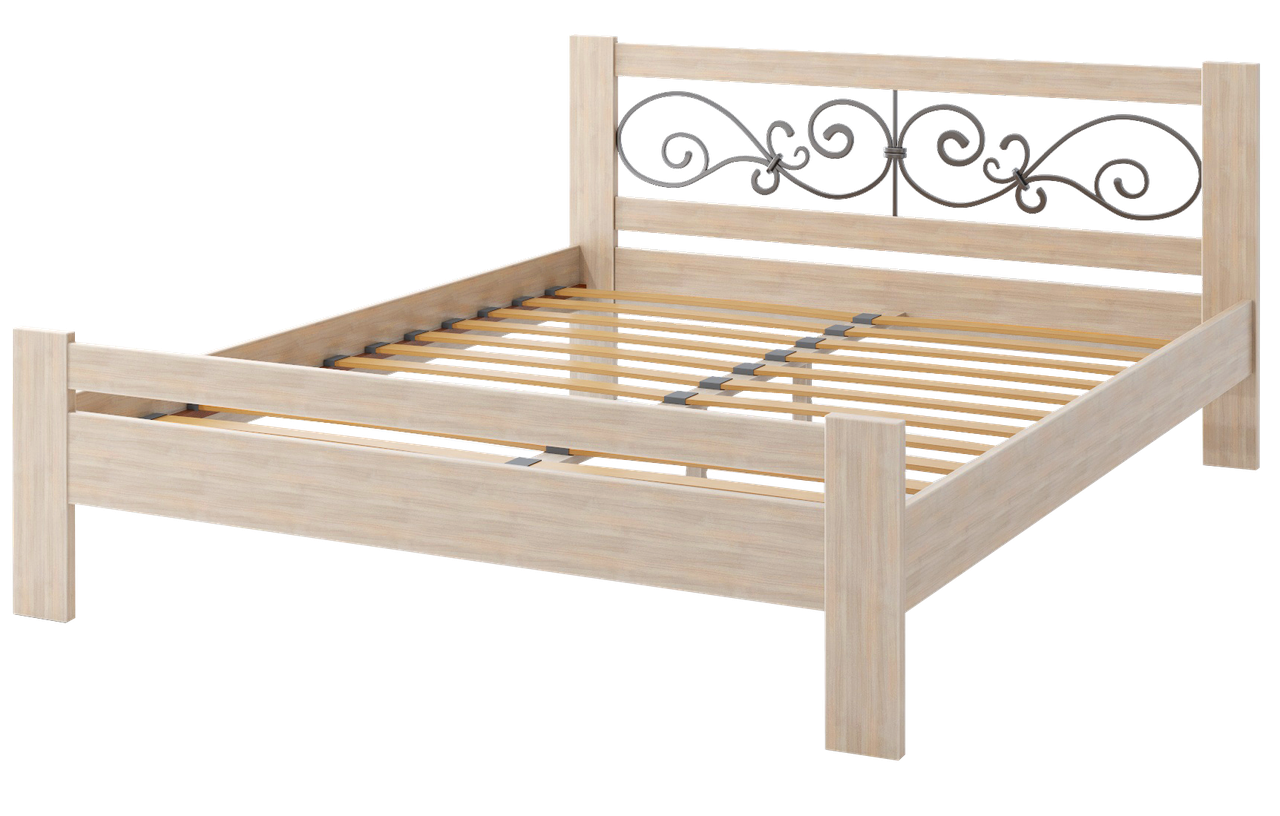 Кровать деревянная Жасмин с элементами ковки Camelia 160х190(200), Бук, Лак - фото 1 - id-p1968107092