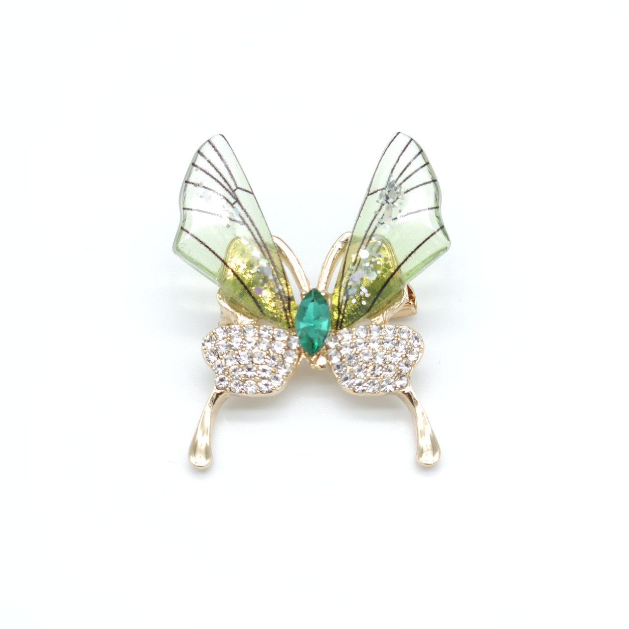 Брошка метелик 40х35мм Зелений