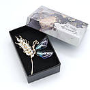 Брошка колосок з метеликом 60х45мм Синій, фото 4