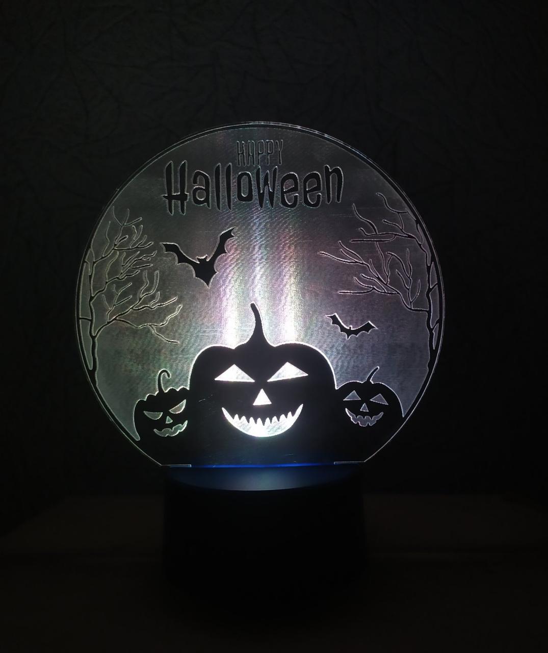 3d-світильник Хелловін Гарбуз, 3д-нічник, кілька підсвіток (на bluetooth), подарунок декор, фото 1