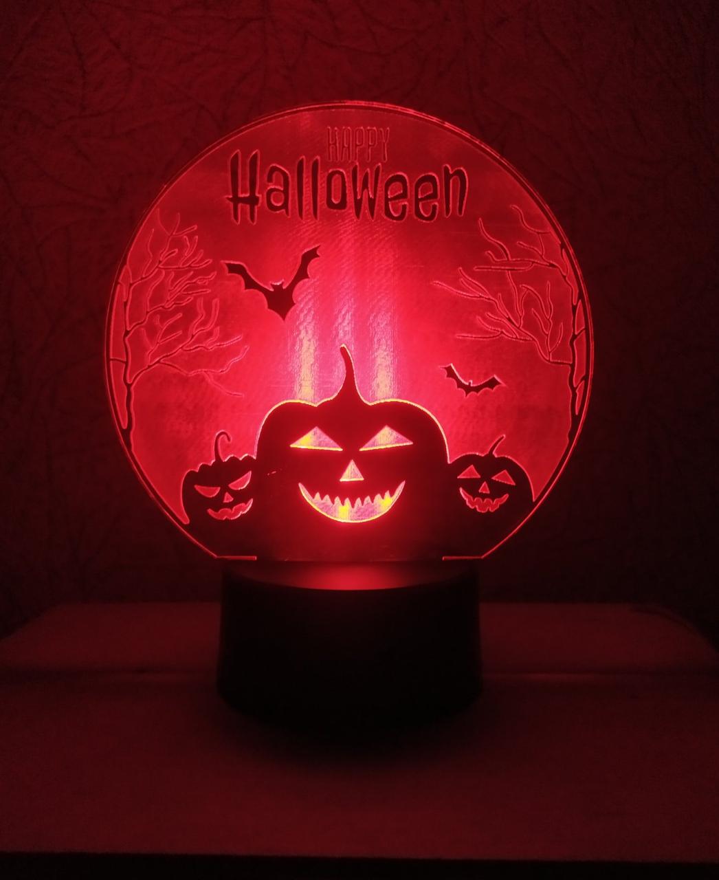 3d-світильник Хелловін Гарбуз, 3д-нічник, кілька підсвіток (на пульті), подарунок декор, фото 1