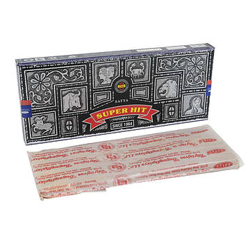 Аромапалочки SUPER HIT (100GM) SATYA для розслаблення, індійські пахощі для медитацій та духовних практик