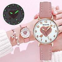 Красивий дитячий годинник із серцем. Годинники для дівчаток. Годинники для дітей. Годинники наручні кварцові.