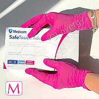 Перчатки нитриловые ярко розового цвета Medicom SafeTouch Advanced Magenta размер M, 100 шт