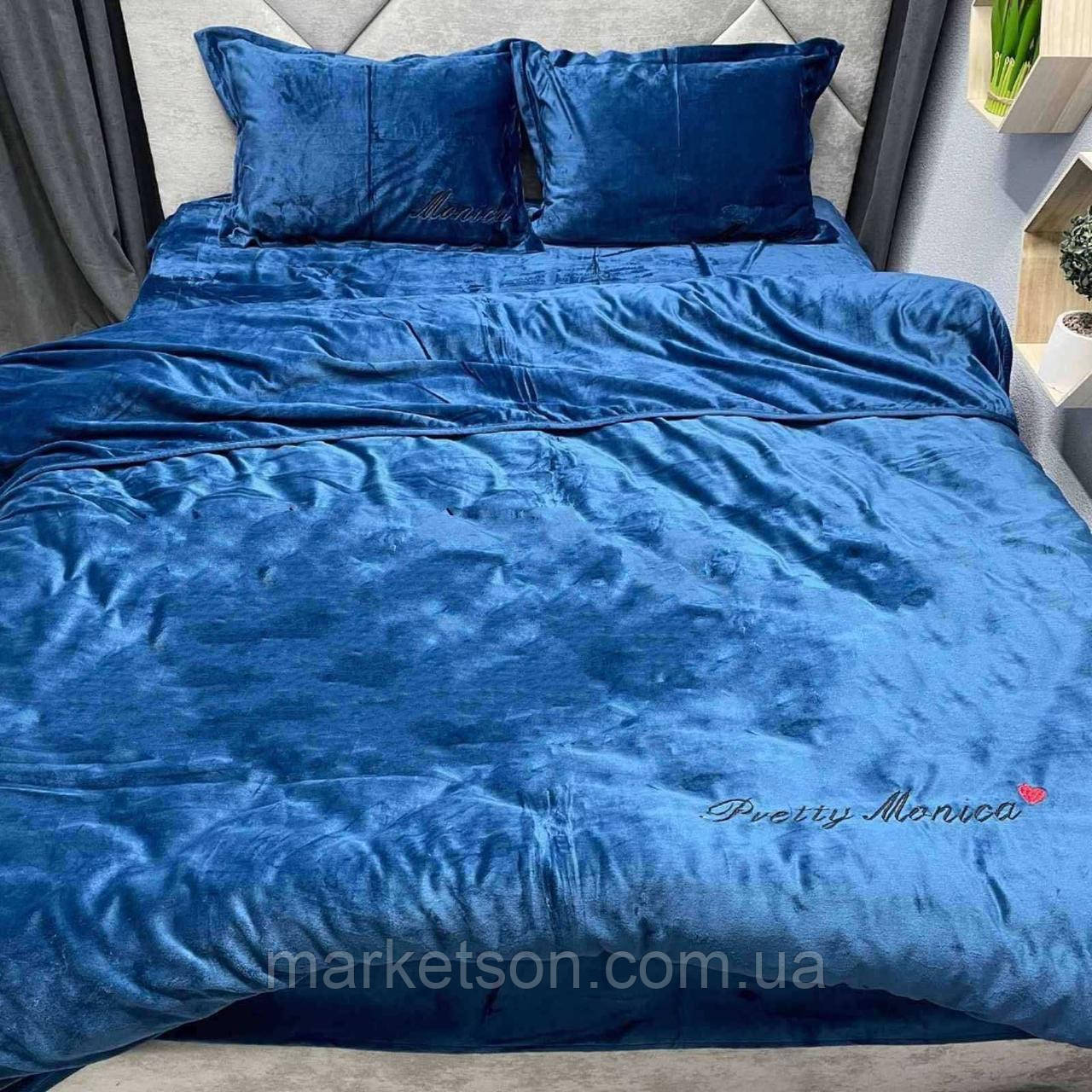 Велюрова плюшева постільна білизна євро розмір