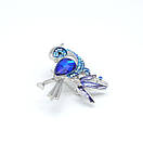 Брошка пташка 50х40мм Синя, фото 3