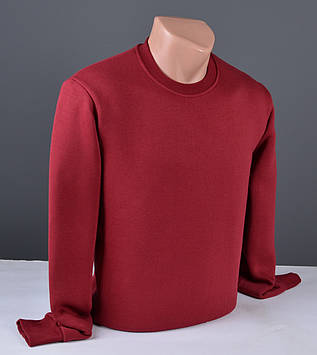 Чоловічий світшот утеплений на флісі великого розміру бордовий Туреччина 6137 Б