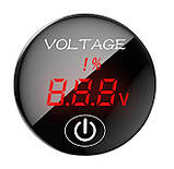 Вольтметр врізний з кнопкою вимкнення та відсотками заряду. Червоний, фото 5